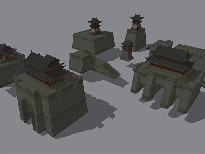 Ancient Chinese Architecture With Traditional Pagodas Stone Gateways And Classic Roof Designs 3d model