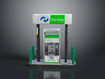 Clean Energy Fueling Station Pump Featuring Green Design And Brand Logo 3d model