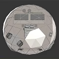 Dome Shaped Villa Balcony With Glass Walls Interior Bedroom And Wooden Base