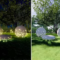 Spherical Outdoor Lights With Hollowed-out Light Spots For Garden Lawn And Trees