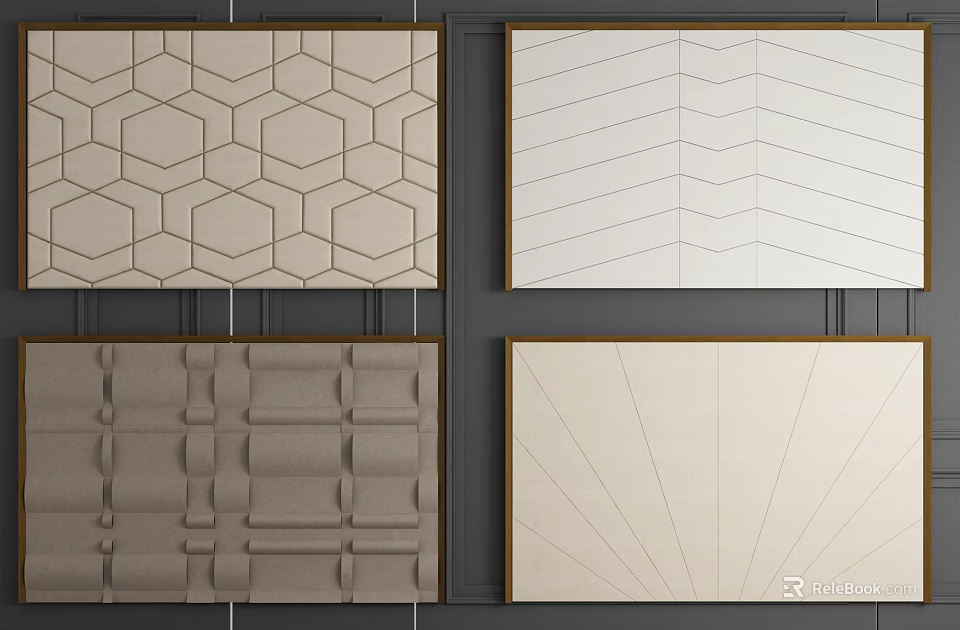 Different Sofa Background Wall Designs With Hexagonal Herringbone Square And Radial Patterns 3d model