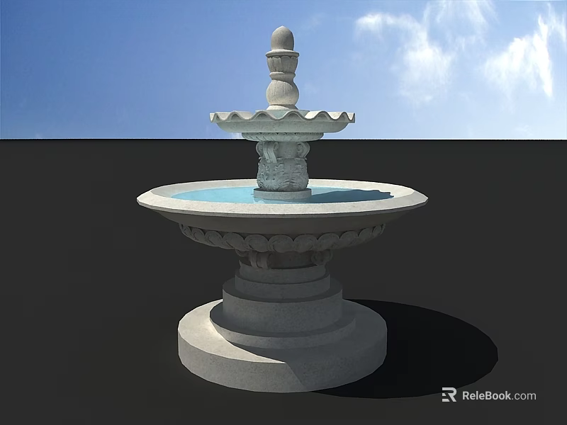 Decorative Stone Garden Fountain With Tiered Structure For Outdoor Ornament 3d model 