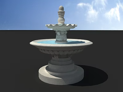 Decorative Stone Garden Fountain With Tiered Structure For Outdoor Ornament 3d model