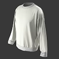 White Long Sleeve Sweater With Round Neck And Gray Trim Design