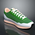Stylish Green and White Sneakers with Pink Accents White Laces and Modern Design