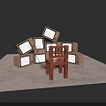 Old TVs Surrounding Wooden Chair In Electronic Appliance Display Setup