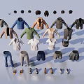 Different Types Of Clothes Featuring Coats Tops Pants Shoes And Hats