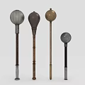 Assorted Hardware Tools With Spherical And Oval Shaped Metal Heads In Various Colors 3d model