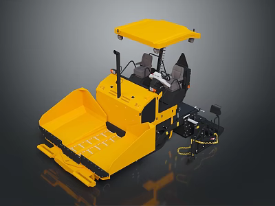 Yellow Road Roller With Driver Cabin Front Compaction Drum And Mechanical Parts 3d model