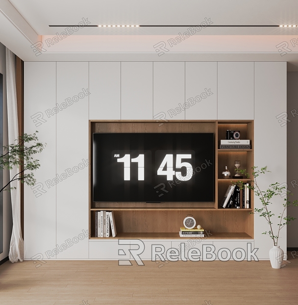 Modern TV background cabinet TV background wall model