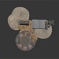 Industrial Facility Model With Small Building Circular Platform Pipes And Gravel Ground