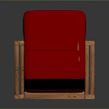 Red Upholstered Armchair With Wooden Frame And Modern Design For Living Room