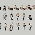 2D Mountaineering Tourism Characters Photographing Characters 3d model
