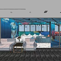 Swimming Pool Space With Ocean Themed Decor Glass Walls And Rest Sofa Coffee Table