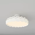 White Scalloped Design Ceiling Chandelier With Elegant Edge And Soft Lighting 3d model
