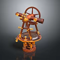 Vintage Industrial Equipment with Gear Wheels Telescopic Sight and Brass Components