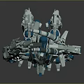 Mechanical Creature Robot Design With Multiple Arms Blue White Color Detailed Structure And Antenna