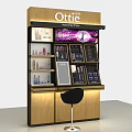 Modern Wooden Ottie Cosmetics Display Shelf With Multiple Layers And Makeup Items 3d model