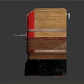 Vintage Wooden Radio With Red Accents And Classic Control Panel Design