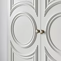 Elegant White Embossed Chest Of Drawers With Metal Round Pull Handles For Luxury Home Decor