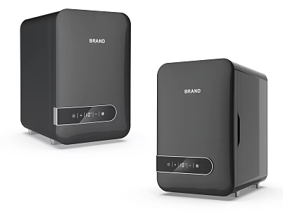 Two Black Compact Refrigerators With Modern Design And Digital Control Panel 3d model