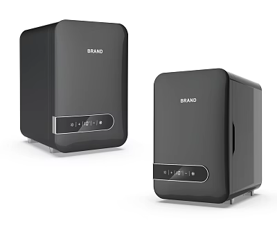 Two Black Compact Refrigerators With Modern Design And Digital Control Panel 3d model
