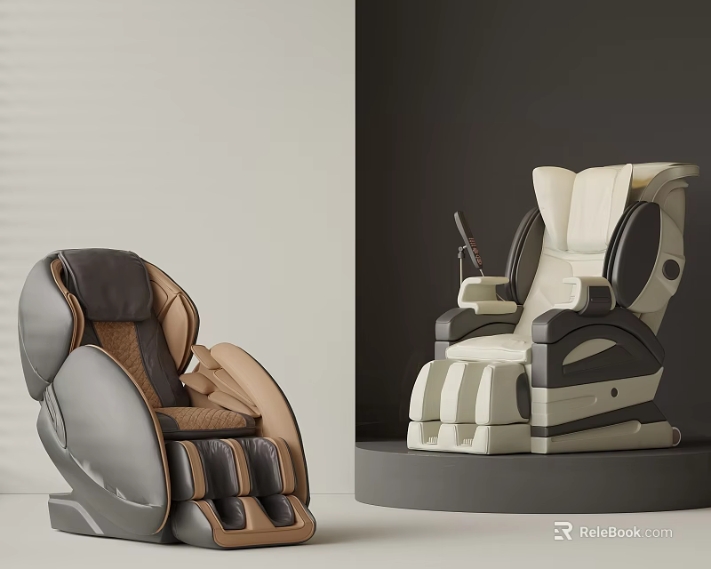 Modern Massage Chair Designs With Gray Brown And Cream White Color Options 3d model 