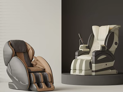 Modern Massage Chair Designs With Gray Brown And Cream White Color Options 3d model