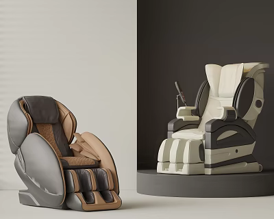 Modern Massage Chair Designs With Gray Brown And Cream White Color Options 3d model