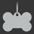 Silver Bone Shaped Pet Tag With Metal Ring And Smooth Shiny Finish