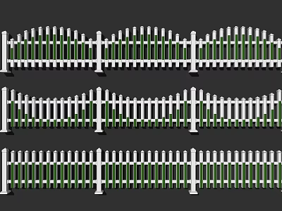 White Garden Fence With Different Decorative Styles For Outdoor Spaces 3d model