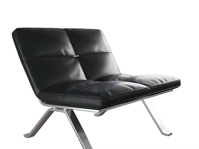 Modern Black Leather Leisure Chair With Sleek Metal Frame And Contemporary Design 3d model