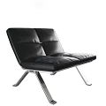 Modern Black Leather Leisure Chair With Sleek Metal Frame And Contemporary Design