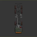 Green Military Truck Chassis with Multiple Wheels and Exposed Frame Structure