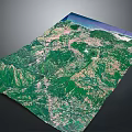 Lush Garden Landscape With Green Vegetation And Mountainous Terrain