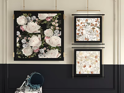 Plant Paintings Featuring Flowers For Interior Decoration 3d model