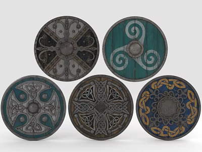 Decorative Circular Shield Designs With Intricate Patterns And Ornamental Details 3d model