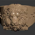Elegant Gold Lion Head Ring Featuring Zodiac Symbol And Detailed Carving