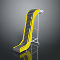 Yellow and Gray Architectural Escalator with Black Steps and Metal Frame Structure 3d model