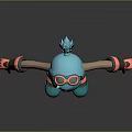 Game and Movie Character with Turquoise Hair White Tank Top Green Shorts and Roller Skates