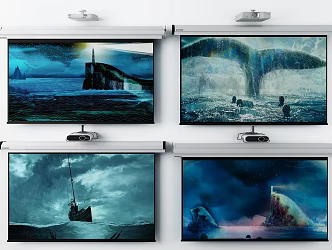 Modern Projection Curtain Projector Curtain 3d model
