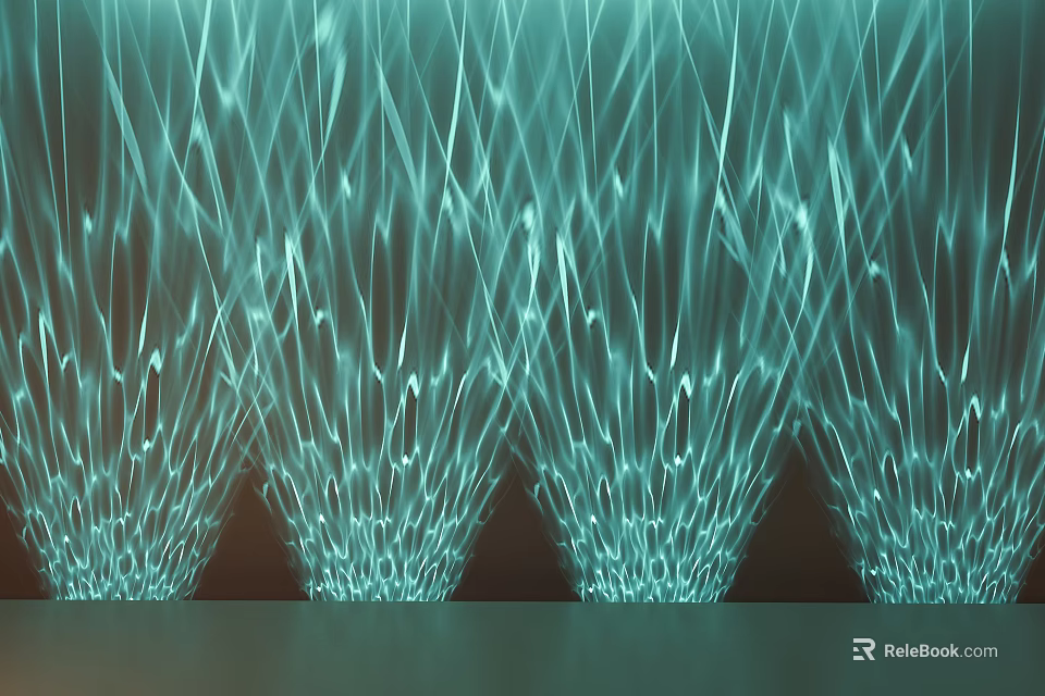 Blue String Like Decorative Lights With Soft Glow For Interior Ambient Decoration 3d model 