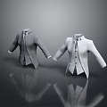 Gray And White Tailored Coats With Buttoned Design And Reflective Background
