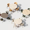 Modern Dining Table and Chair Combination Round Table and Chair Single Chair 3d model
