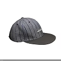 Stylish Baseball Cap With Blue And White Herringbone Pattern Dark Gray Brim And Side Label 3d model