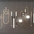 Modern Minimalist Pendant Lights With Circular Rings Linear Bars And Metal Marble