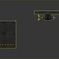 Game Movie Character Industrial Sci Fi Mechanical Platform And Black Coil Device With Yellow Stripe