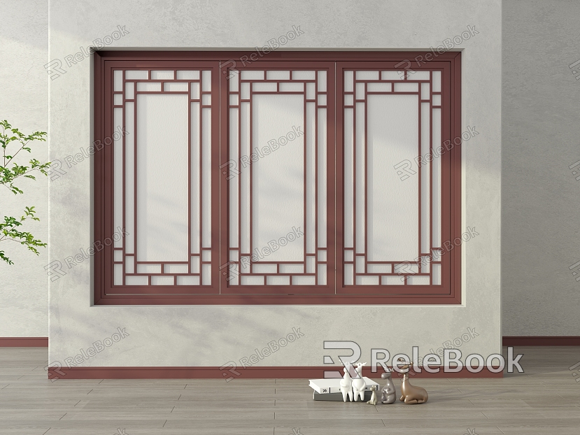 New Chinese-style Window Window Lattice Hollow Window model