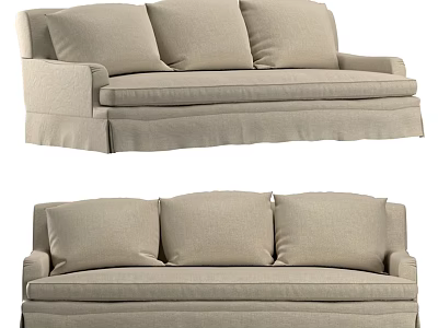 Two Seater Sofa Modern Comfortable Fabric Upholstered Beige Color With Plush Cushions And Simple Design 3d model