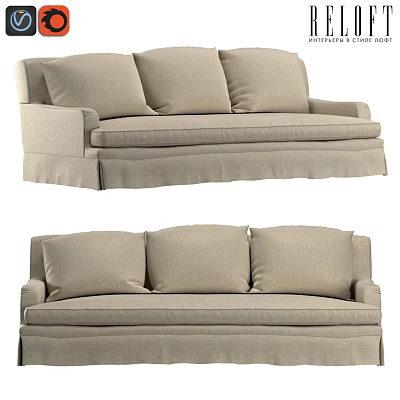 Two Seater Sofa Modern Comfortable Fabric Upholstered Beige Color With Plush Cushions And Simple Design 3d model